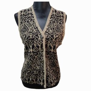VTG Rena Rowan for Saville Brown Black Wool Blend Sweater Vest (M)